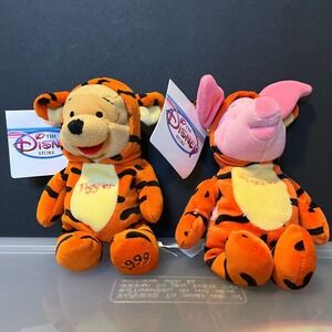 Vintage Disney Store Pooh and Piglet as Tigger Mini Bean Bag Plush Toy 1999